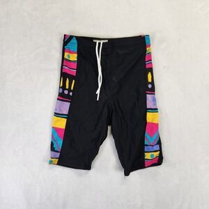 Vintage Dolfin Mens S Unisex Swim Jammers 80s 90s Neon Colorblock USA Made